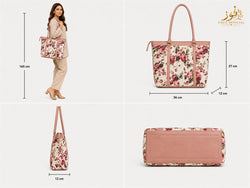 Fauz Official Rose Garden Pink Trim Canvas Tote Bag