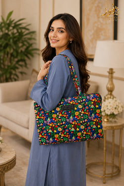 Fauz Official Midnight Meadow Printed Canvas Bag