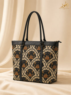 Fauz Official Noir Heritage Medallion Canvas Tote Bag