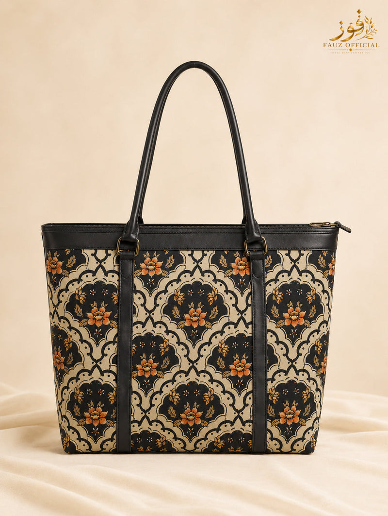 Fauz Official Noir Heritage Medallion Canvas Tote Bag