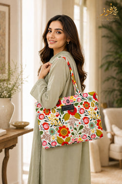 Fauz Official Garden Bloom Printed Canvas Bag