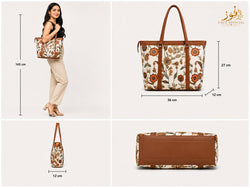 Fauz Official Ivory Folk Floral Canvas Tote Bag