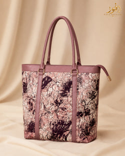 Fauz Official Mauve Sketch Floral Canvas Tote Bag