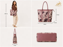Fauz Official Mauve Sketch Floral Canvas Tote Bag