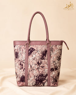 Fauz Official Mauve Sketch Floral Canvas Tote Bag