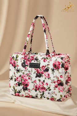 Fauz Official Blush Rose Printed Canvas Bag