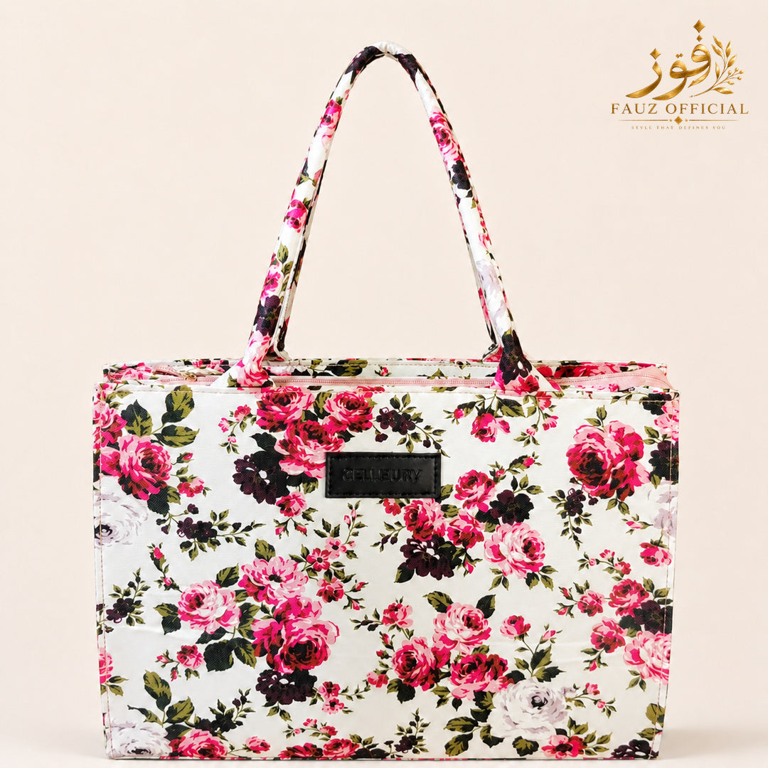 Fauz Official Blush Rose Printed Canvas Bag