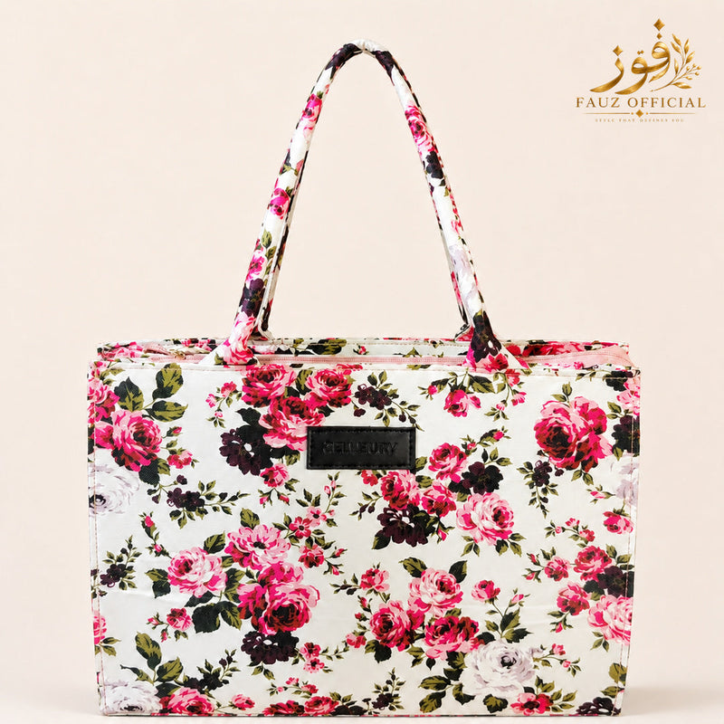 Fauz Official Blush Rose Printed Canvas Bag