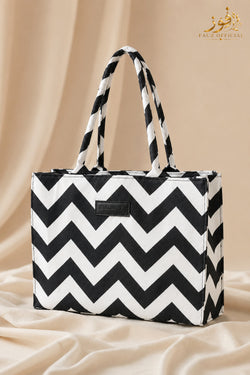 Fauz Official Monochrome Chevron Canvas Bag