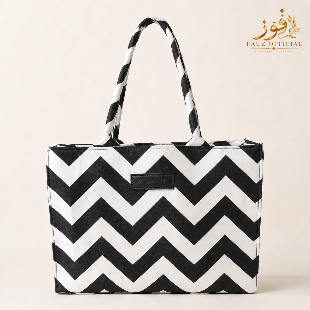 Fauz Official Monochrome Chevron Canvas Bag