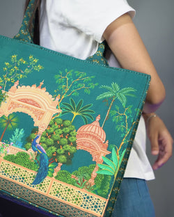 Fauz Official Peacock Printed Canvas Bag