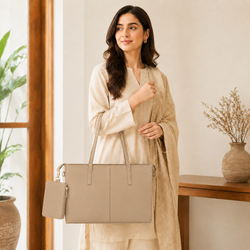 Fauz Official Executive Structured Rexine Tote Bag with Pouch