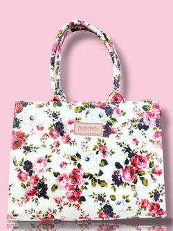 FAUZ Official White Blossom Canvas Tote Bag