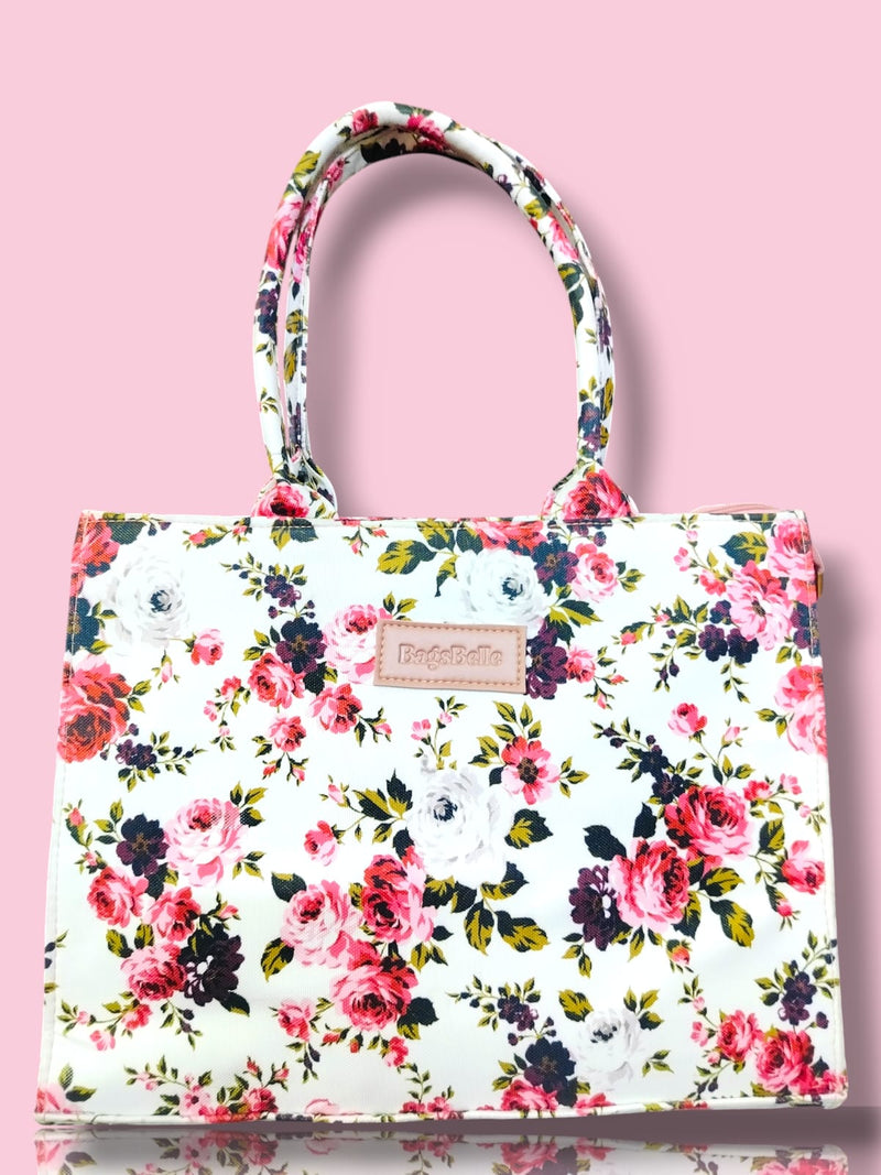 FAUZ Official White Blossom Canvas Tote Bag