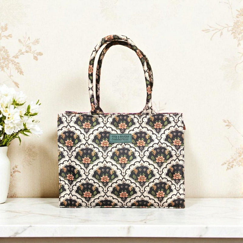 FAUZ Official Elegant  Floral Canvas Tote Bag